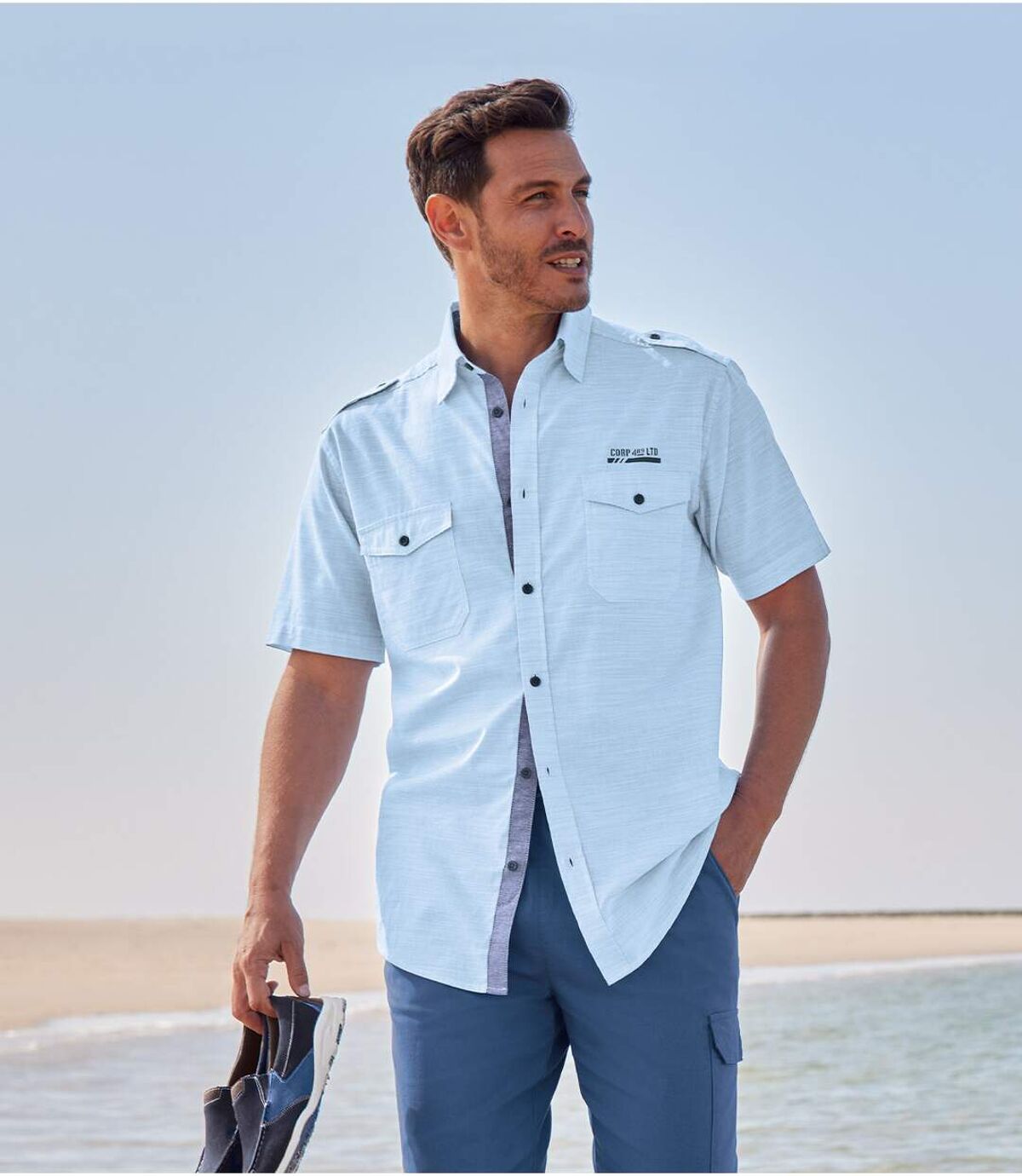 Letecká košile Středomoří z žíhané bavlny Atlas For Men
