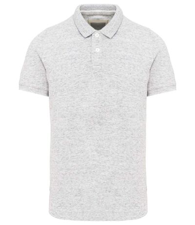 Polo vintage manches courtes - Homme - KV2206 - blanc chiné ash