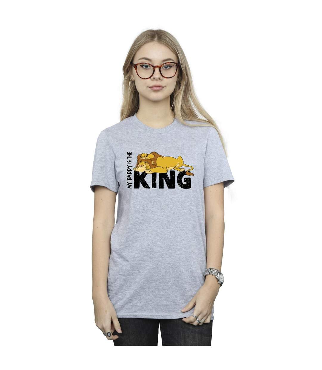 Disney Womens/Ladies The Lion King Daddy Is King Cotton Boyfriend T-Shirt (Gris sportif) - UTBI29519-2