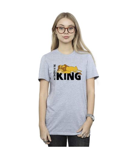 Disney Womens/Ladies The Lion King Daddy Is King Cotton Boyfriend T-Shirt (Gris sportif) - UTBI29519