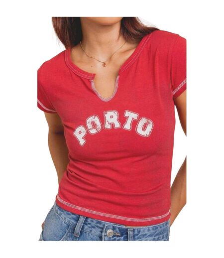 T-shirt Court Motif/style Lettrage Femme Rouge Daisy Street