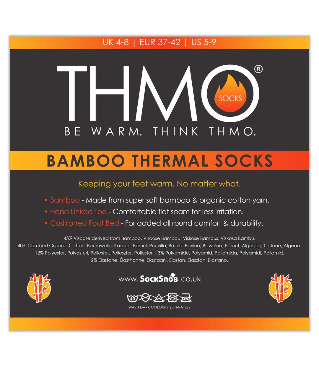 THMO - 2 Paires Bambou Chaussettes | Chaussettes Thermiques Chaudes-2