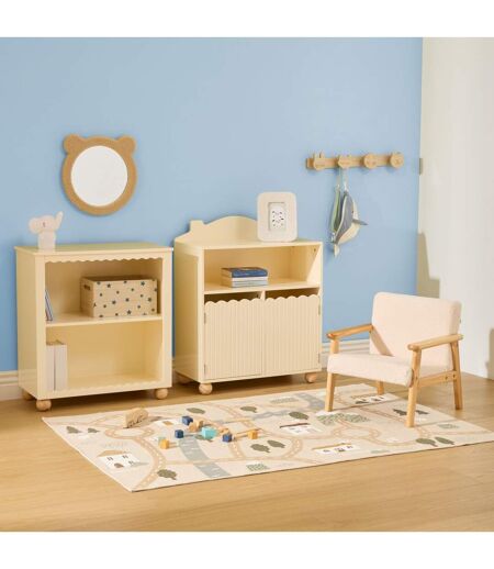 Bibliothèque enfant 2 portes et 1 niche BOULI - Beige