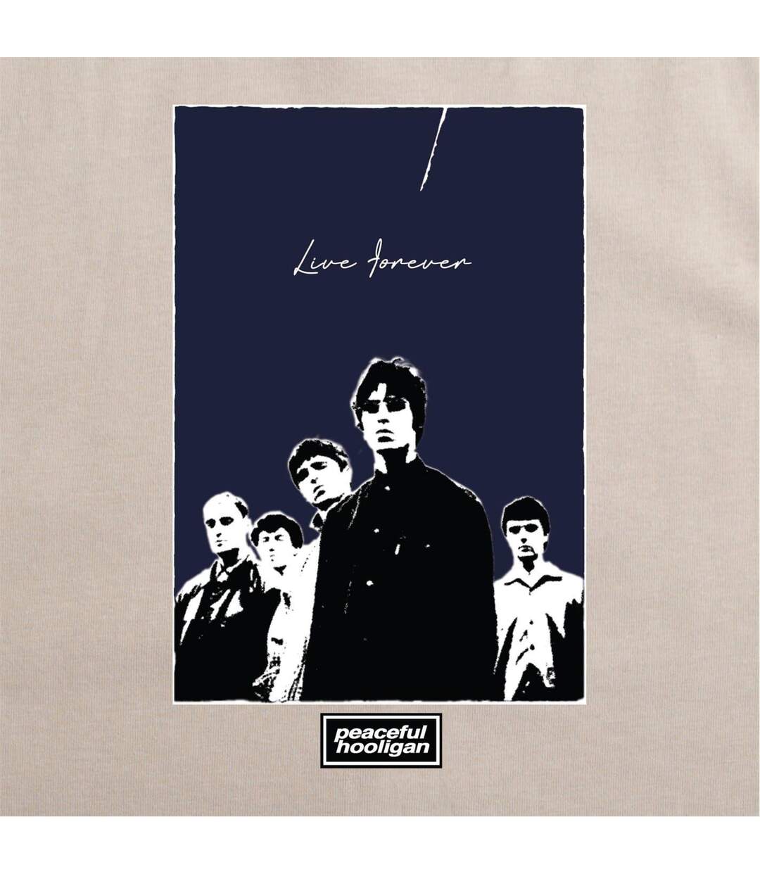 T-shirt Motif/style Imprimé Graphique Live Forever Adulte Beige Gris Oasis-3