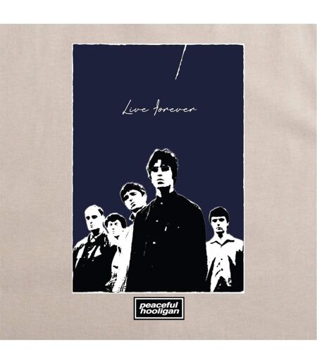 T-shirt Motif/style Imprimé Graphique Live Forever Adulte Beige Gris Oasis