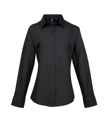 Premier Womens/Ladies Supreme Heavy Poplin Long Sleeve Work Shirt (Black) - UTRW2818