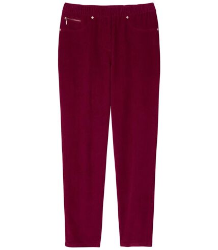 Women's Burgundy Stretchy Corduroy Treggings   