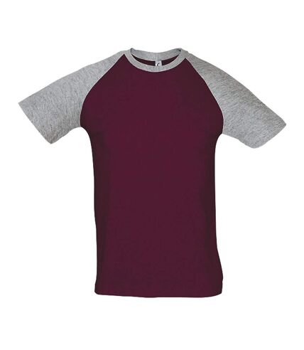 T-shirt bicolore pour homme - 11190 - rouge bordeaux et gris chiné