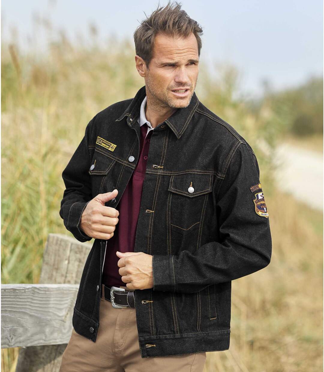Men's Stylish Black Denim Jacket Atlas For Men