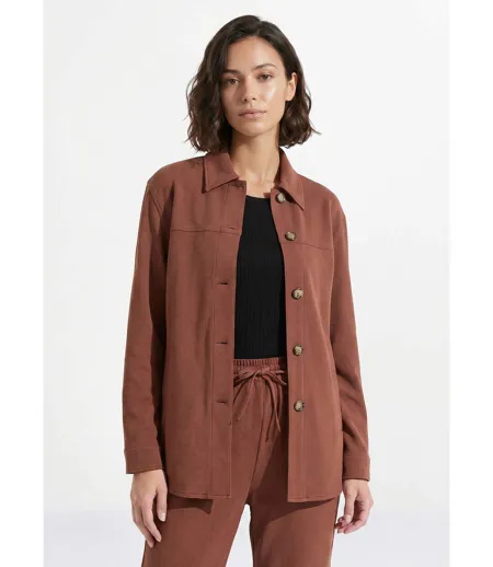 Surchemise boutonnée maille crêpe unie