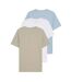 Lot De 3  T-shirts Motif/style Logo Brodé Homme Blanc Bleu Marron Boss-2