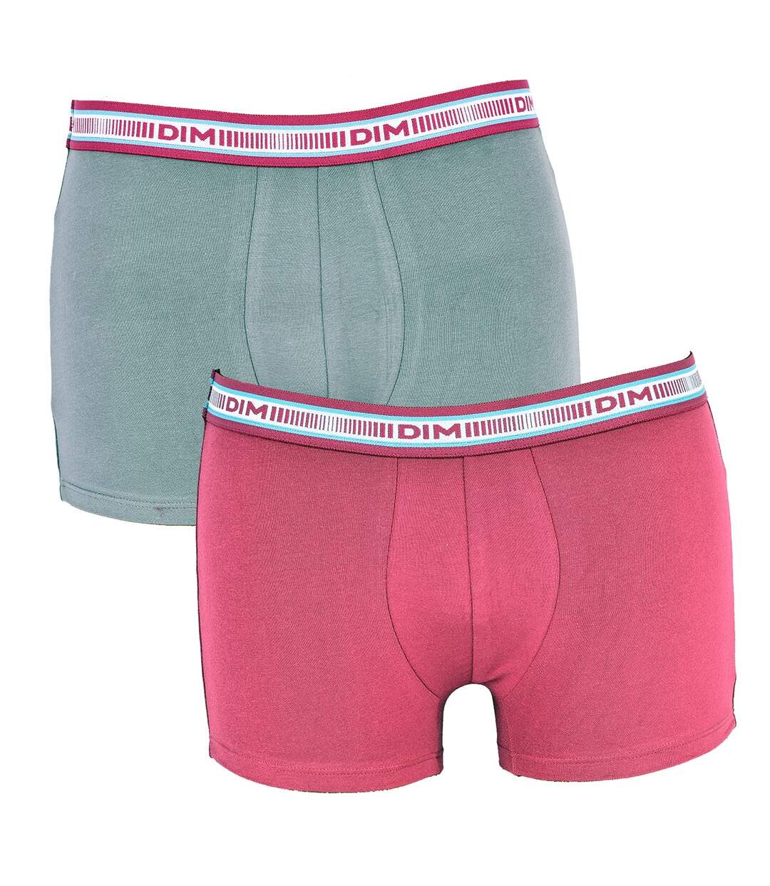 Boxer DIM Homme en coton stretch ultra Confort -Assortiment modèles photos selon arrivages- Pack de 2 Boxers 3D Flex Lie de Vin