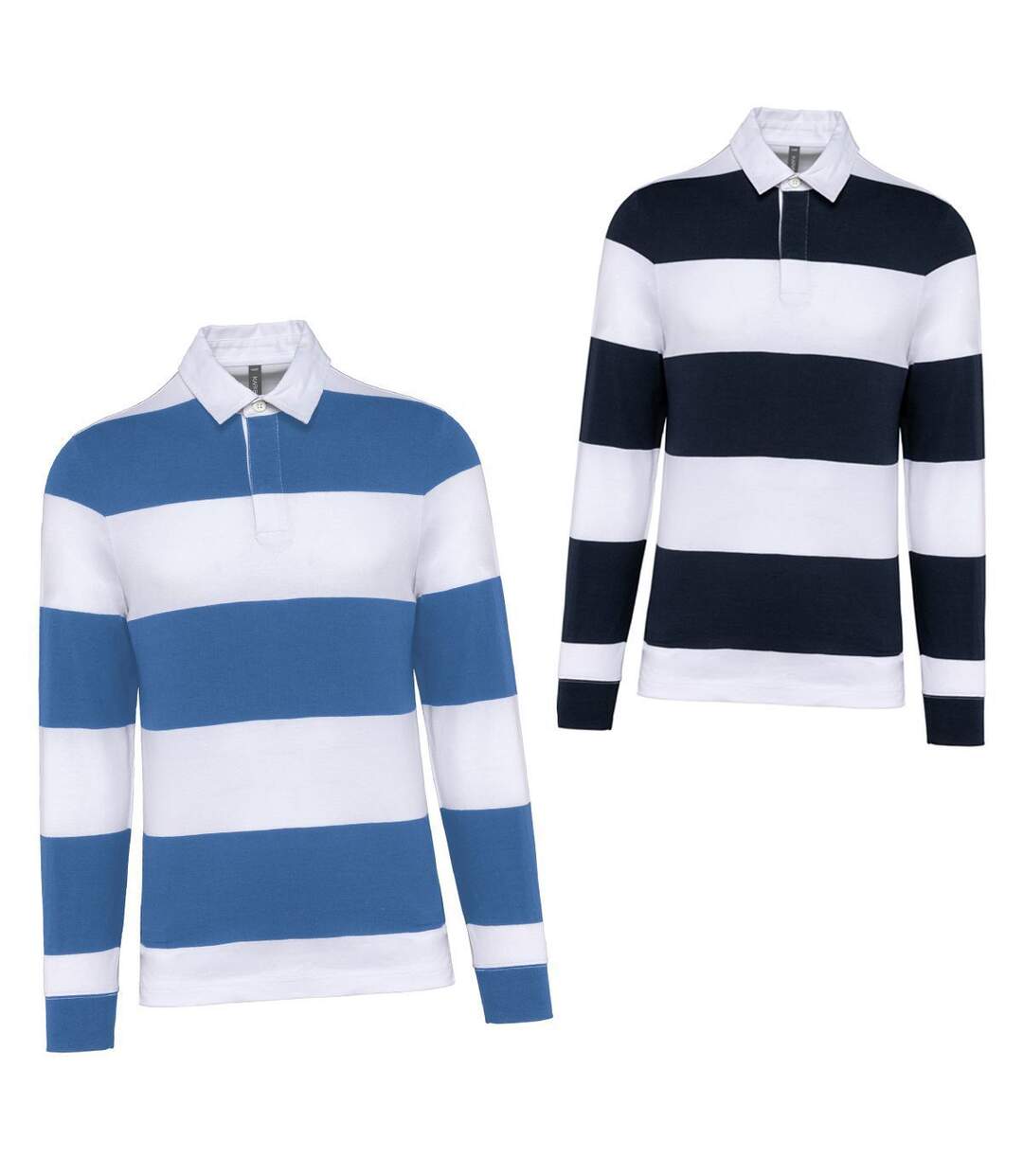 Lot 2 Polos rugby rayés manches longues - Homme - K285 - bleu marine et roi-1