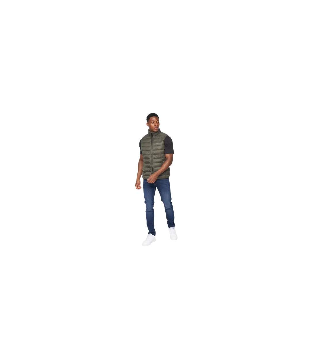 Mens Gattering Quilted Gilet Olive Camo Crosshatch-1