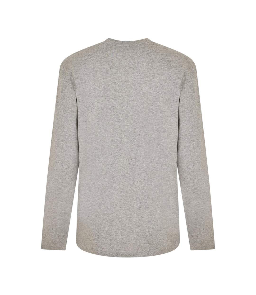 Mens Crew Neck Regular Long-sleeved T-shirt Grey Black Off White-2