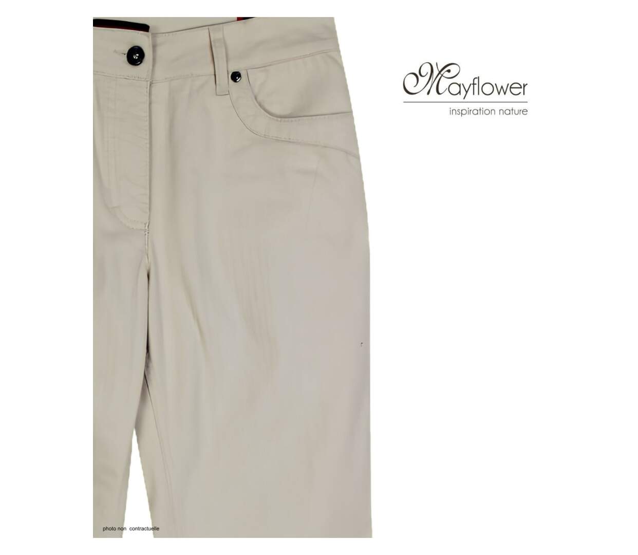 MAYFLOWER VICTORIA1 - Pantalon Femme Beige Stretch : élégance naturelle et confort absolu-4