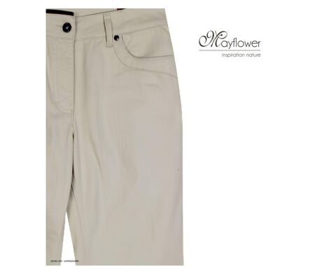 MAYFLOWER VICTORIA1 - Pantalon Femme Beige Stretch : élégance naturelle et confort absolu