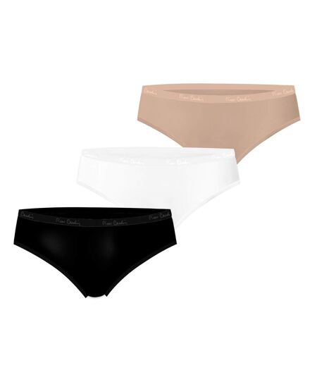 Lot de 3 slips femme  en coton uni et imprimé ceinture fine 2cm BWF Pierre Cardin