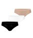 Lot de 3 slips femme  en coton uni et imprimé ceinture fine 2cm BWF Pierre Cardin-1