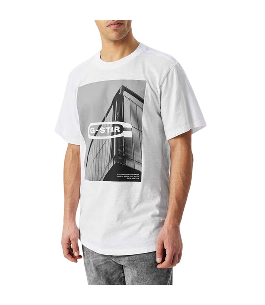 T-shirt Motif/style Imprimé Graphique Homme Blanc G-Star-3