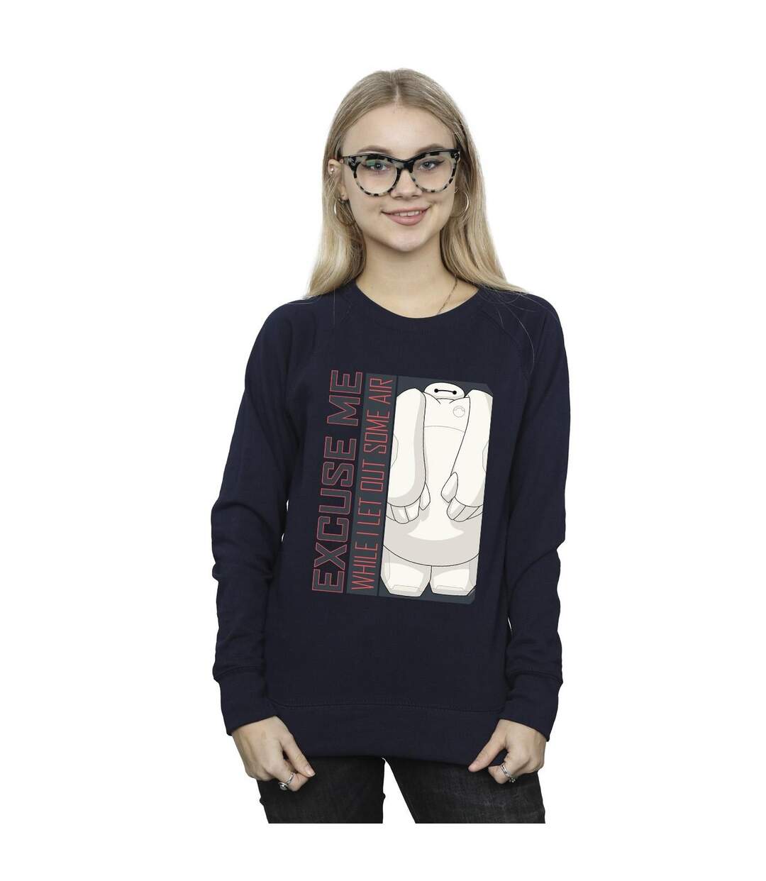 Disney - Sweat BIG HERO BAYMAX EXCUSE ME SOME AIR - Femme (Bleu marine) - UTBI11666-2