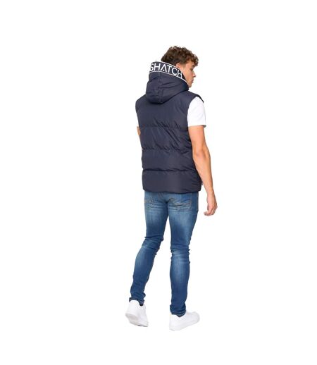 Mens Sandbox Hooded Gilet Navy Crosshatch