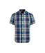 Mens judd checked organic cotton short-sleeved shirt estate blue Weird Fish-1