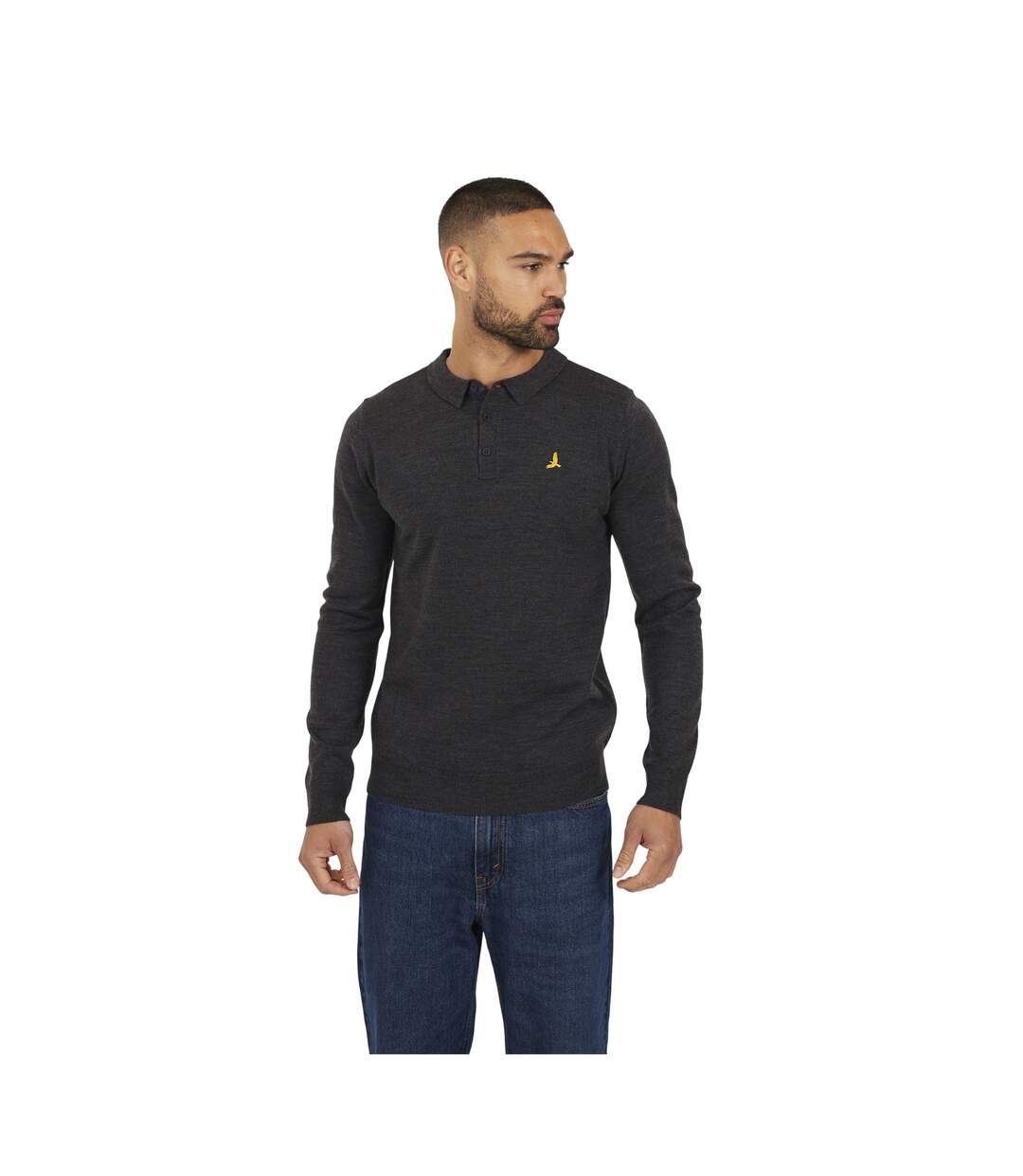 Polo Manches Longues Homme Anthracite Chiné Brave Soul-1