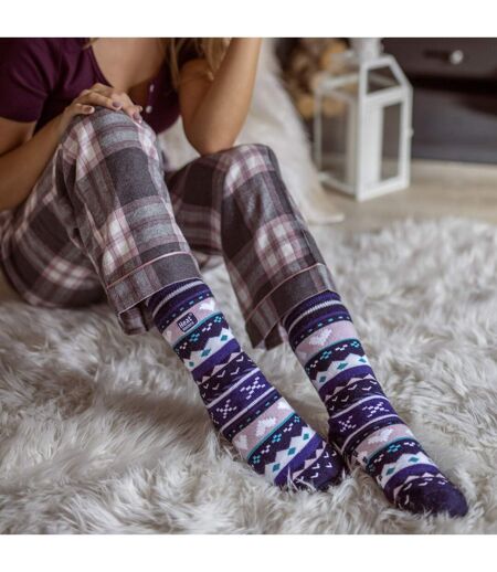 Ladies Fairisle Nordic Winter Non Slip Thermal Slipper Socks