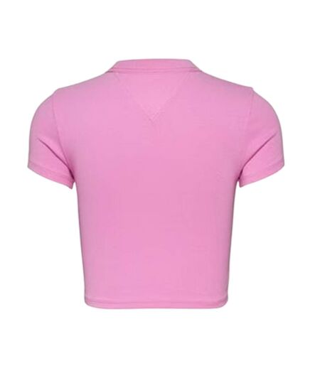 T-shirt Court Motif/style Logo Brodé Femme Rose Vif Tommy Jeans