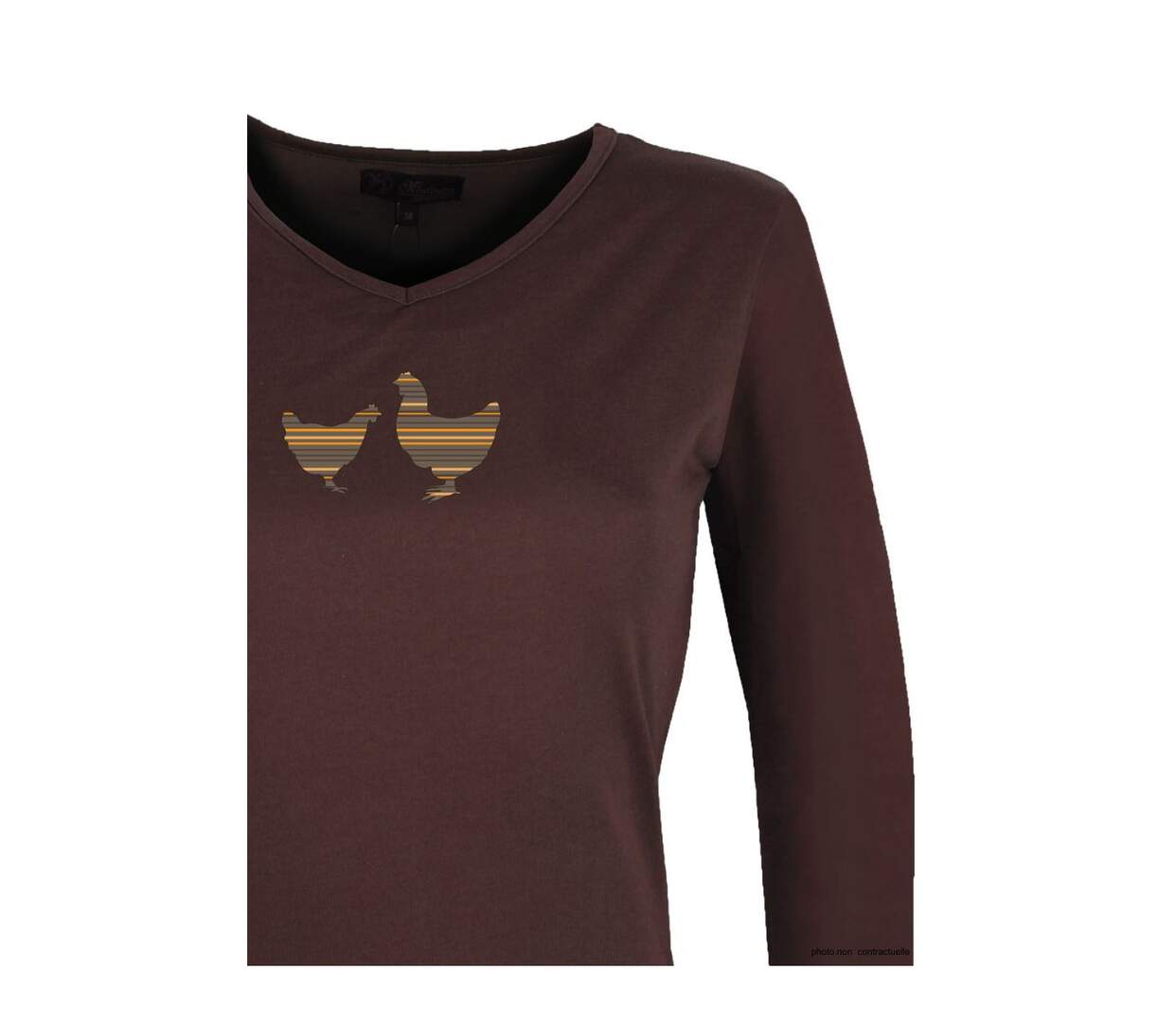 Tee-shirt MAYFLOWER NAPOLI4 chocolat à sérigraphie poule : confort naturel et style authentique-4