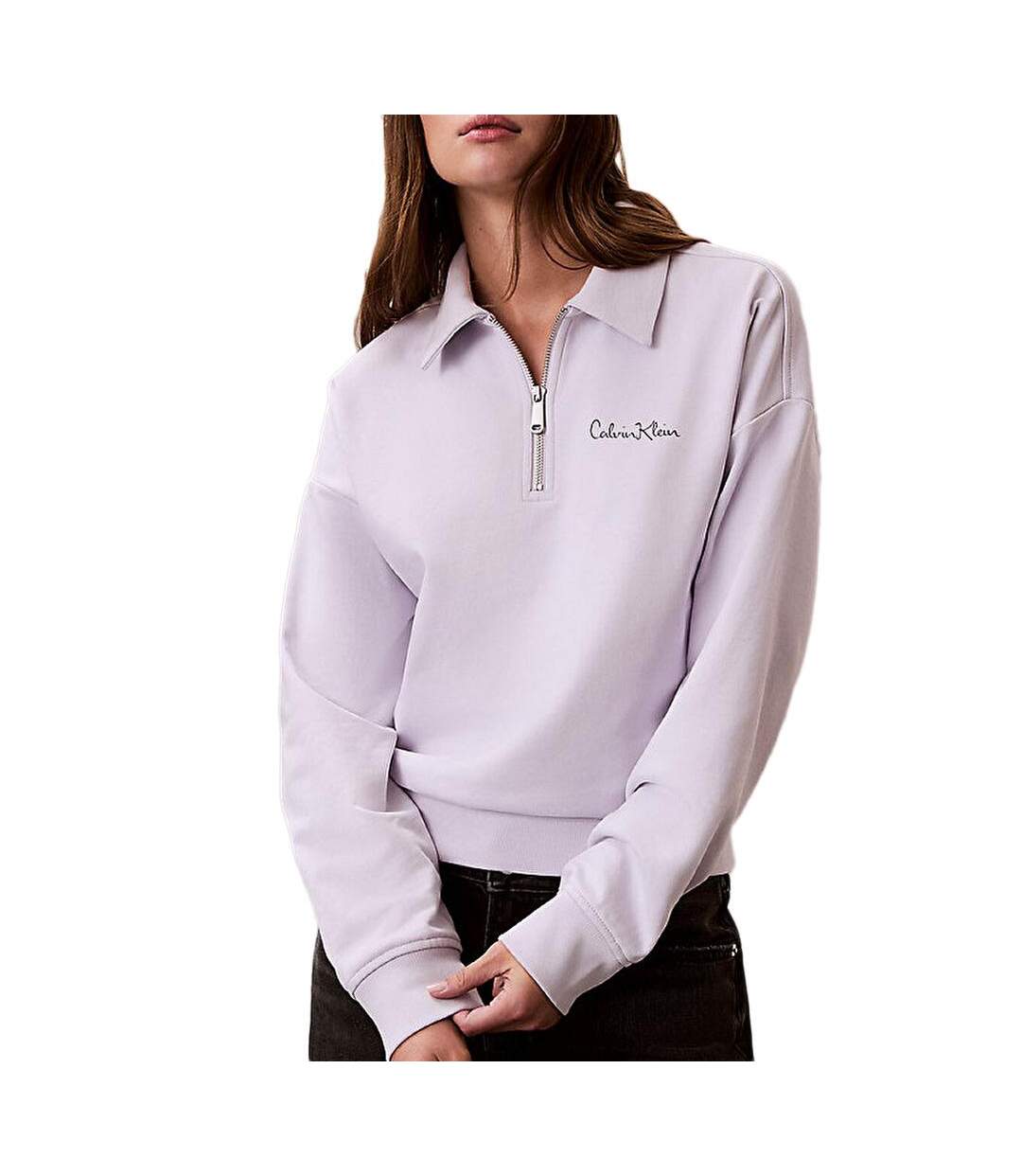 Sweat mauve femme calvin klein jeans french terry-1