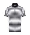 Front Row Mens Striped Jersey Polo Shirt (White/Navy)