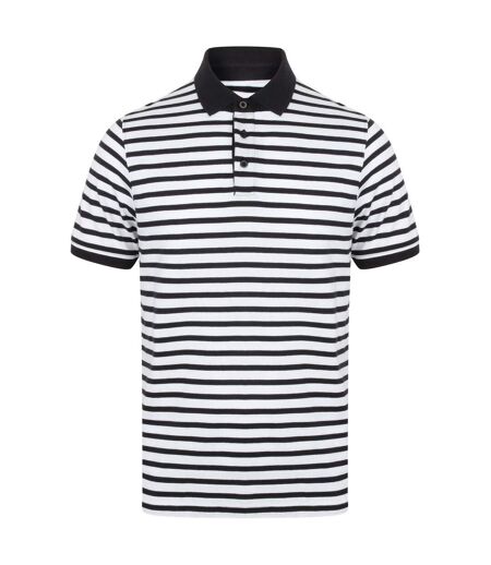 Polo raye homme blanc / bleu marine Front Row