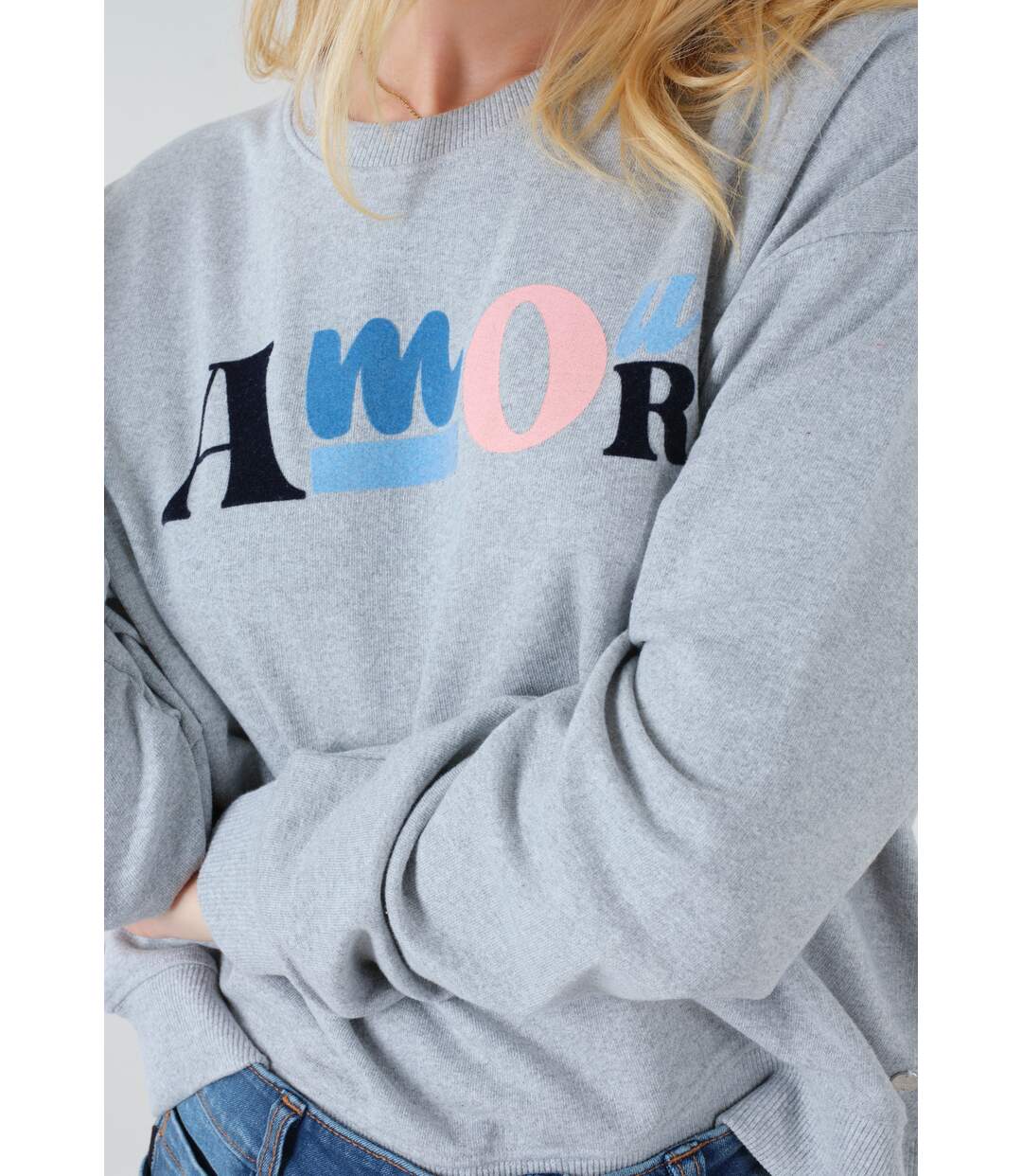 Sweat oversize avec print flocké  AMOUR-3