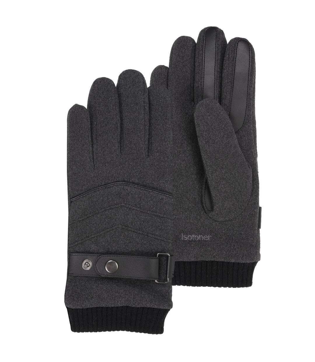 Isotoner Gants homme tactiles, microfibre - doublés fausse fourrure-1