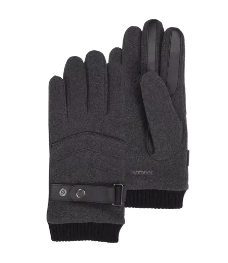 Isotoner Gants homme tactiles, microfibre - doublés fausse fourrure