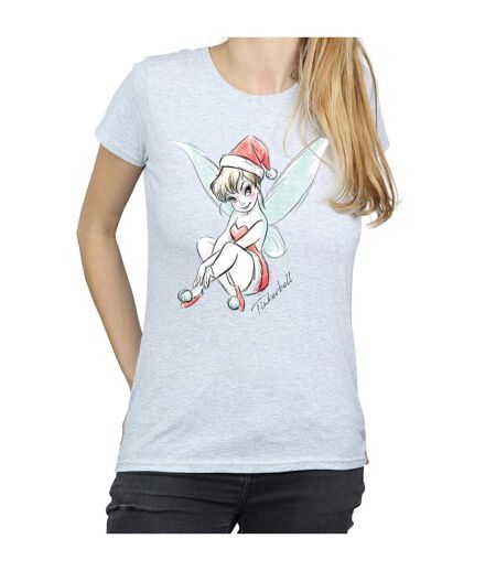 Disney T-shirt en coton Femme/Femme Fée Clochette de Noël (Gris sportif) - UTBI43841