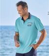 Pack of 4 Men's Nautical Polo Shirts - Turquoise White Navy Pink Atlas For Men