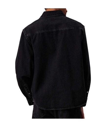 Mens Linear Denim Regular Shirt Black Calvin Klein