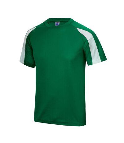 Just Cool Mens Contrast Cool Sports Plain T-Shirt (Kelly Green/Arctic White)