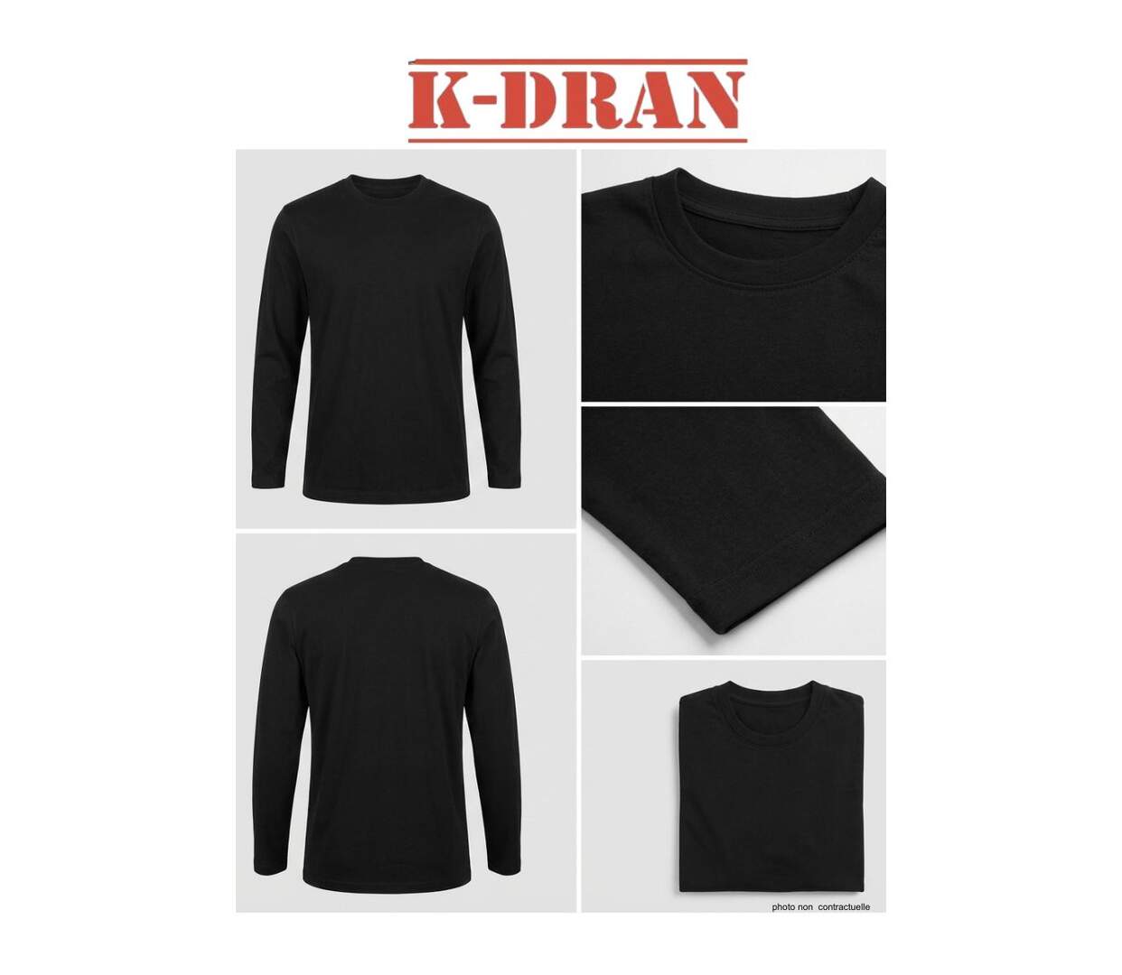 Tee-shirt Manches Longues Homme K-Dran KH0008N Noir-3
