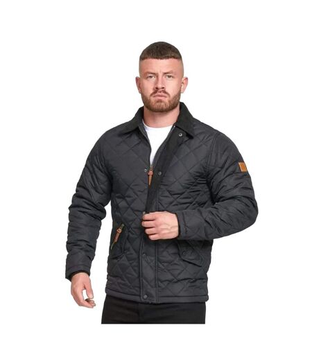 D555 Mens Matias Quilted Corduroy Collar Padded Jacket (Black)