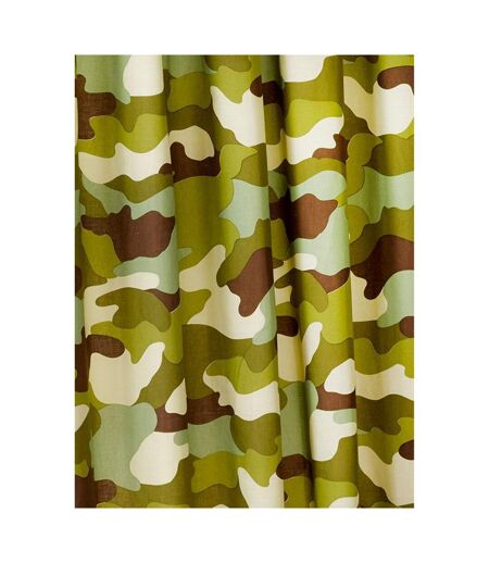 Lined Camouflage Curtains (Pack of 2) (Army Green) (138cm x 168cm)