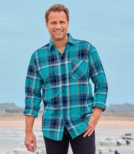 Men's Turquoise Checked Shirt 