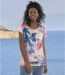 T-shirt bimatière multicolore femme