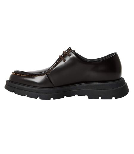 Mens Reice Leather Backless Flat Mules Brown Steve Madden