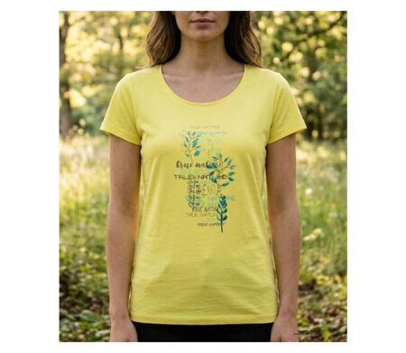 Tee-shirt Mayflower Dojo1 en coton jaune : l'éclat de la nature et son motif Herbier