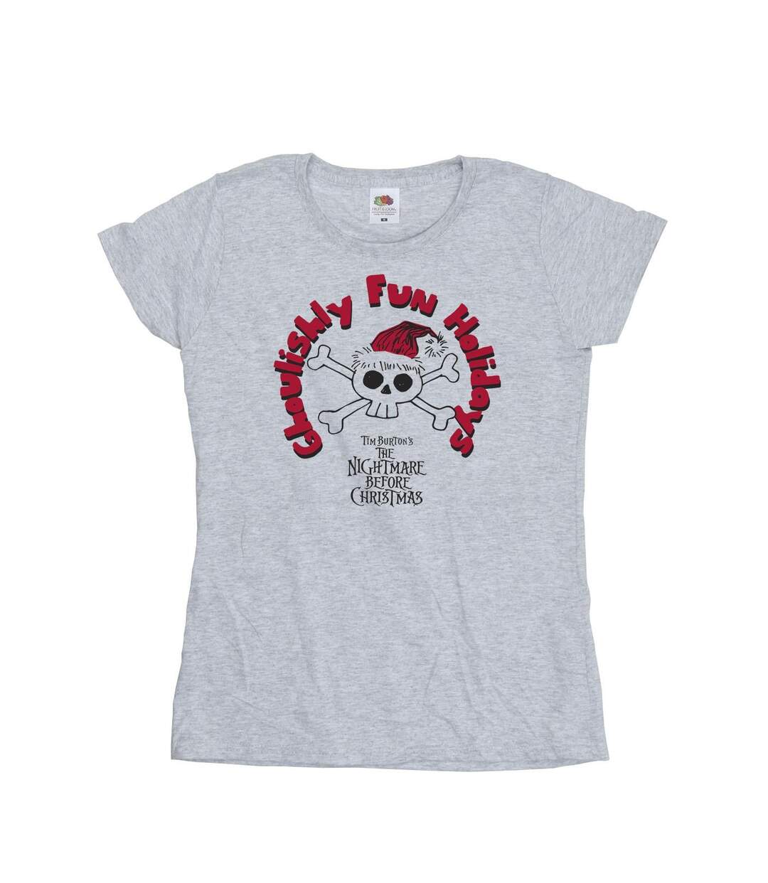 Disney T-shirt en coton Femme/Ladies The Nightmare Before Christmas Ghouishly Fun Holidays (Les cauchemars avant Noël) (Gris sportif) - UTBI35826-1