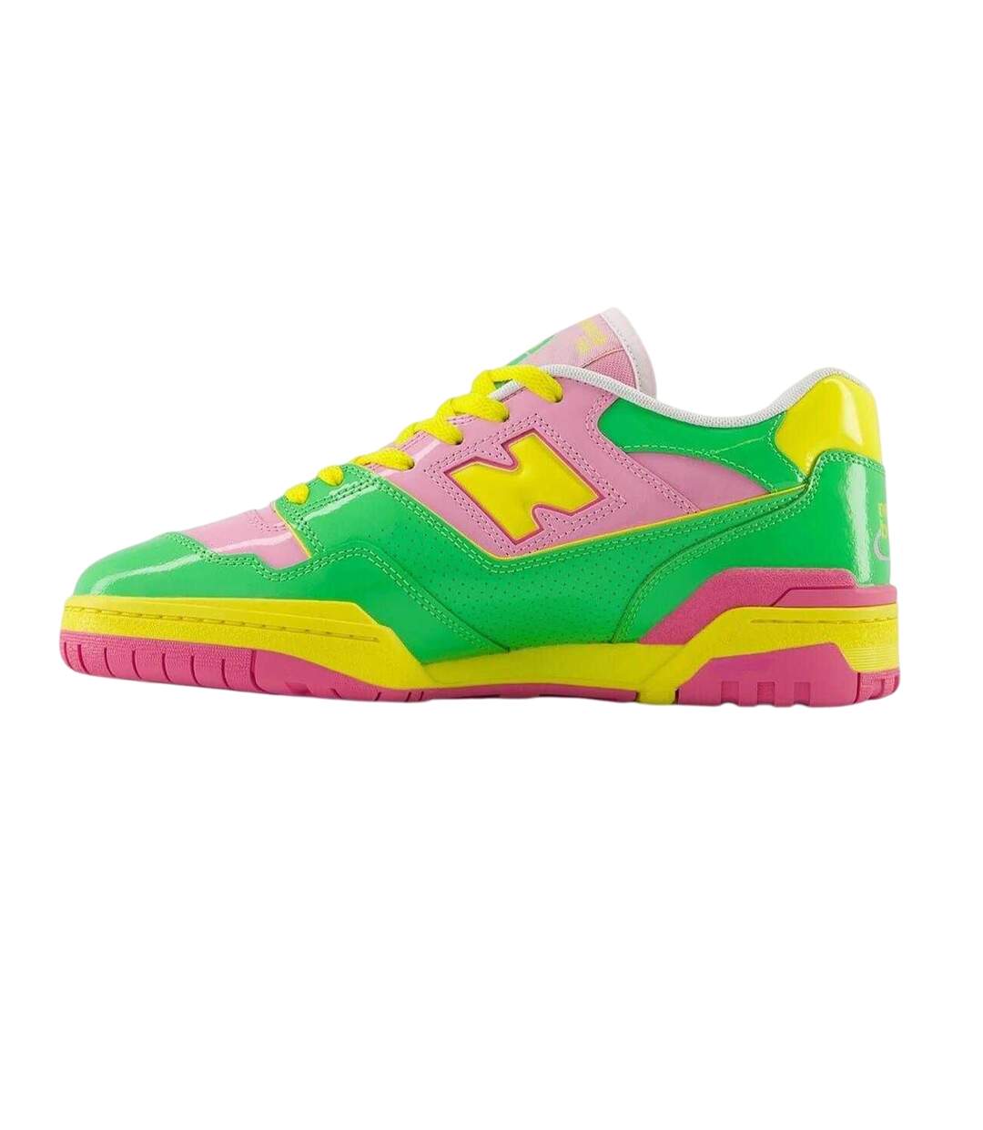 Womens/ladies 550 Neon Leather Trainers Green Pink Yellow New Balance-2